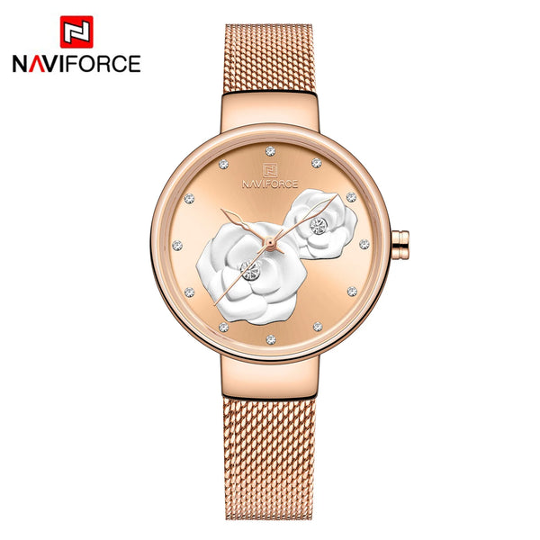 NF5013 RG/RG/RG NAVIFORCE Women Luxury Creative Design Watch Stainless Steel Mesh Band Watches