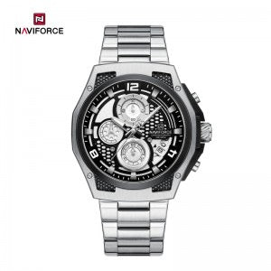 Naviforce NF8051S Men’s Stainless Steel Strap Luminous Waterproof Honeycomb Design Fashion Watch