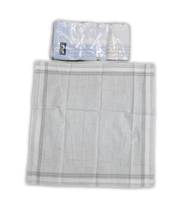 White Pure Cotton with 3 lines Colors Handkerchief