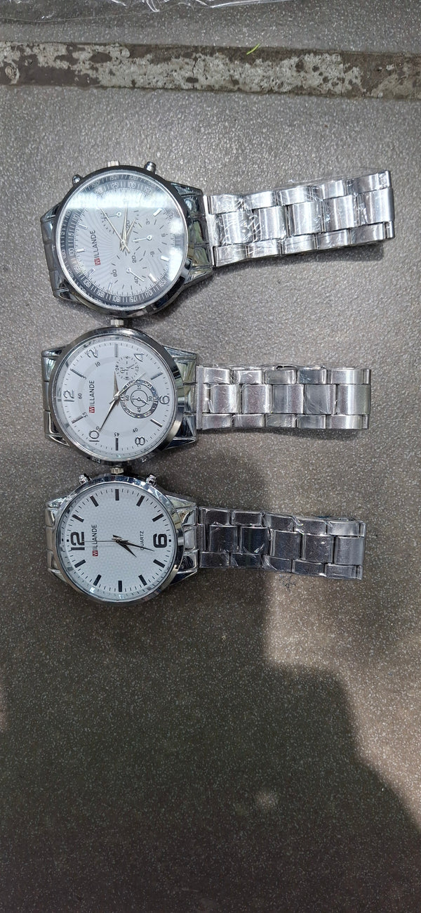 Silver metal men's watch